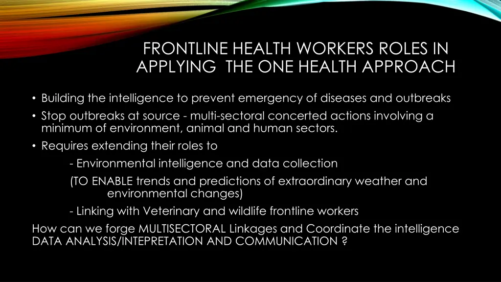 frontline health workers roles in applying