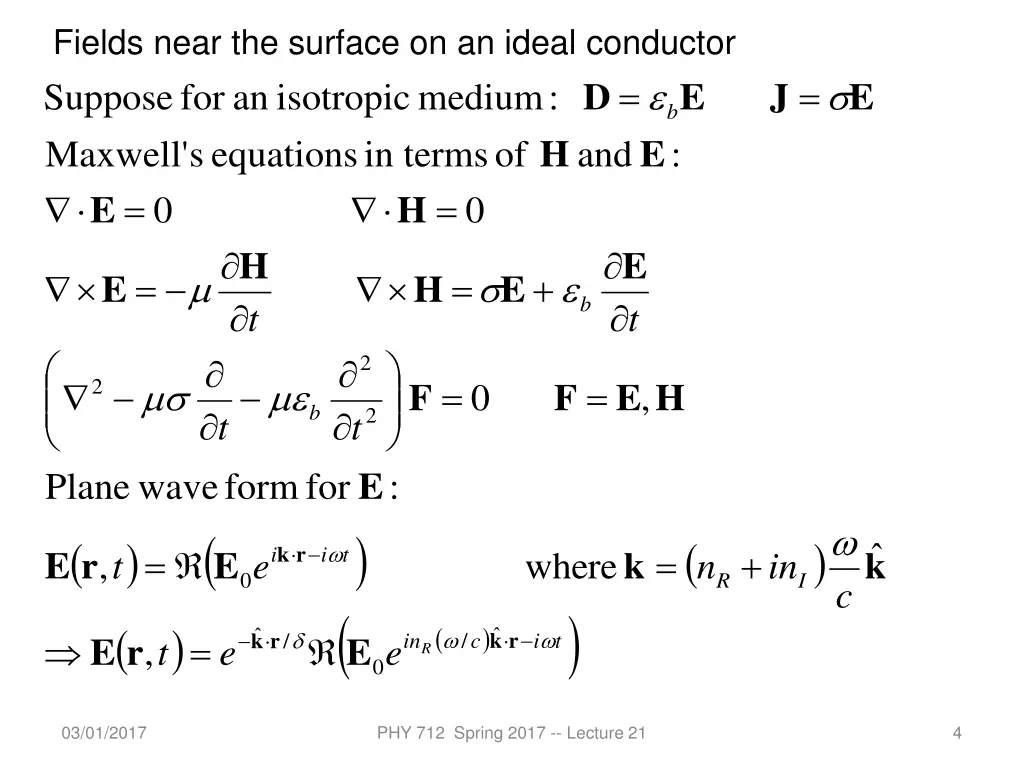 fields near the surface on an ideal conductor
