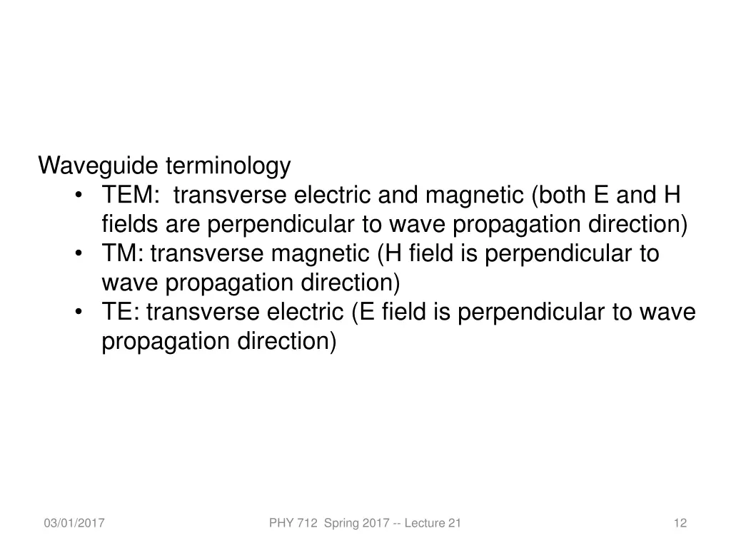 waveguide terminology tem transverse electric