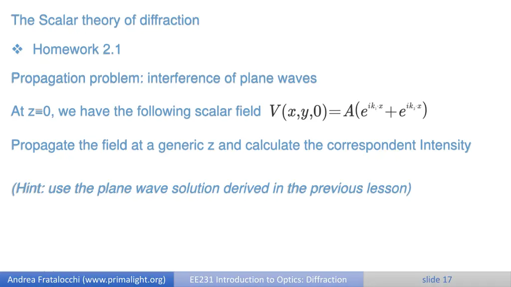 the scalar theory of diffraction 8