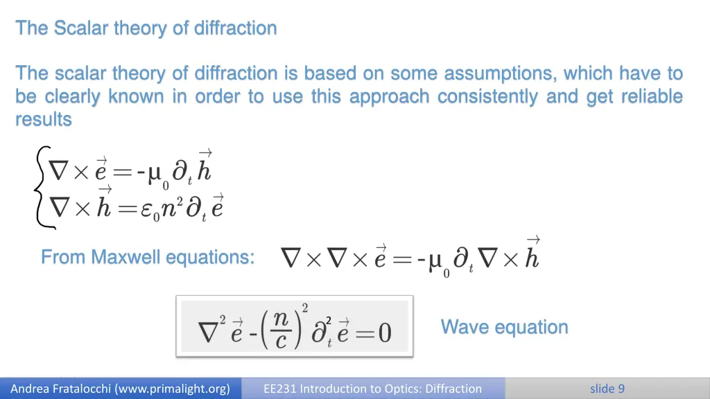 the scalar theory of diffraction
