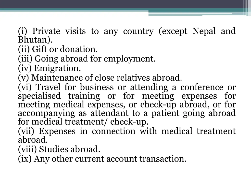 i private visits to any country except nepal