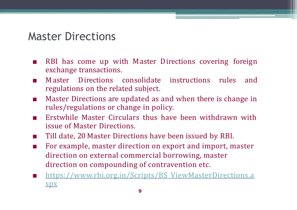 master directions