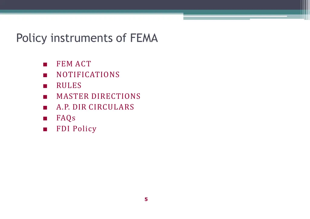 policy instruments of fema