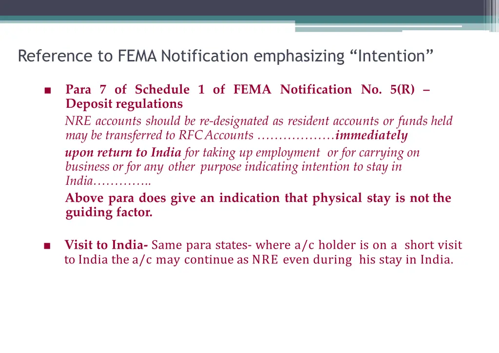 reference to fema notification emphasizing