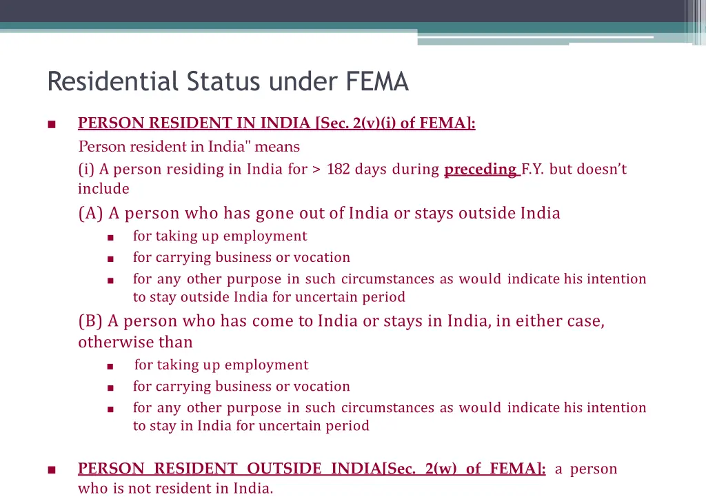 residential status under fema 1