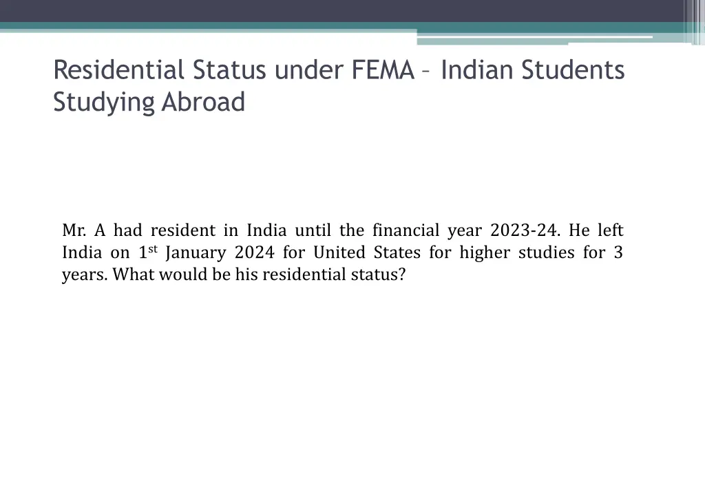 residential status under fema indian students