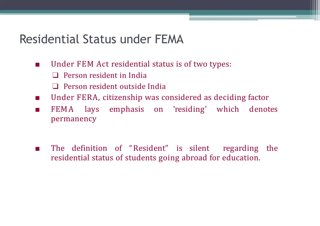 residential status under fema