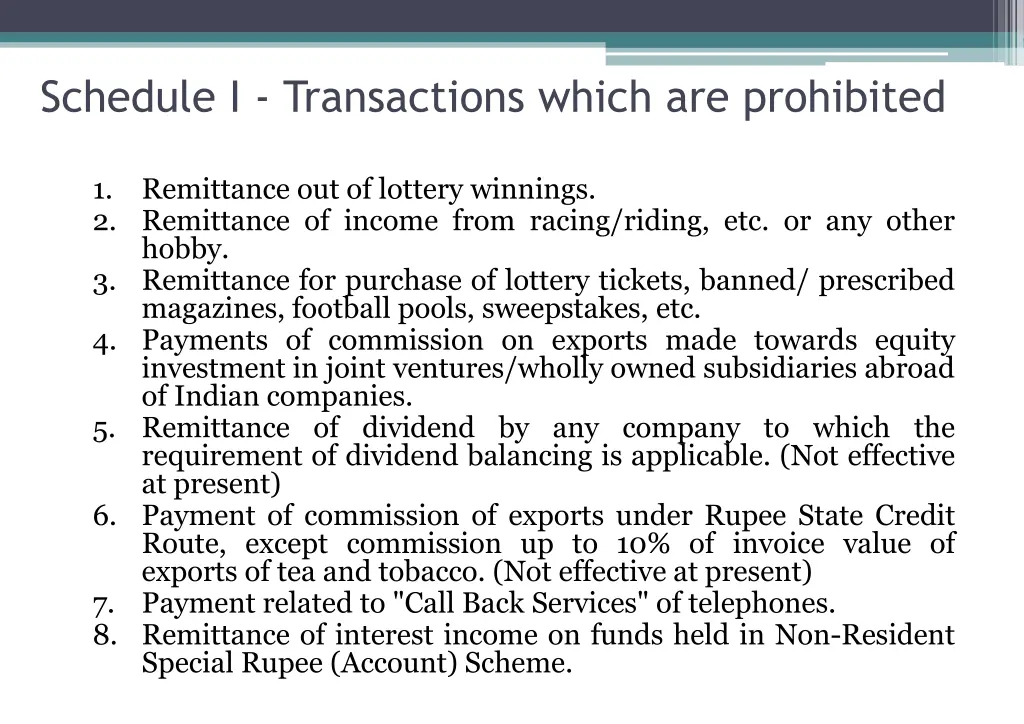 schedule i transactions which are prohibited