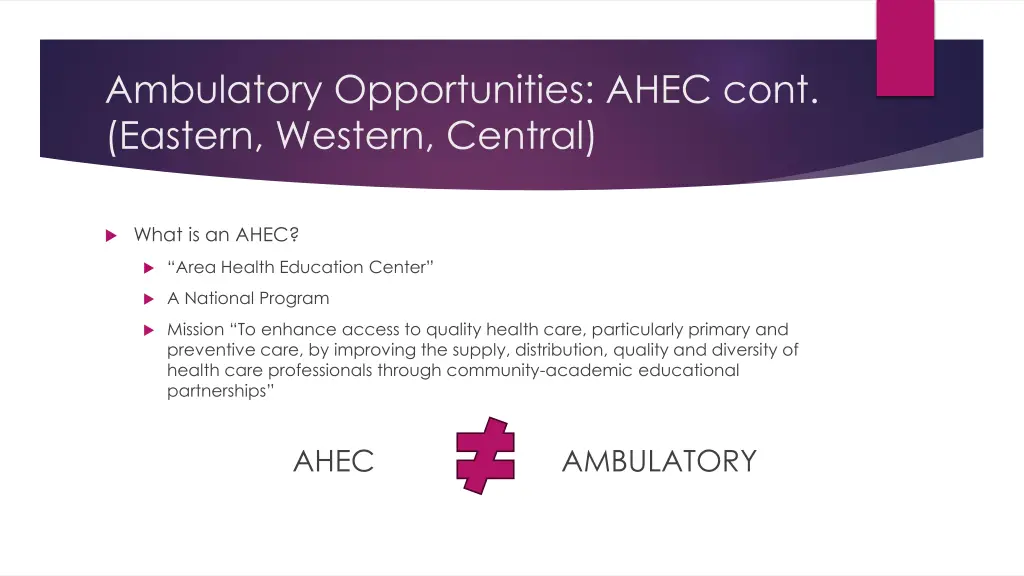 ambulatory opportunities ahec cont eastern