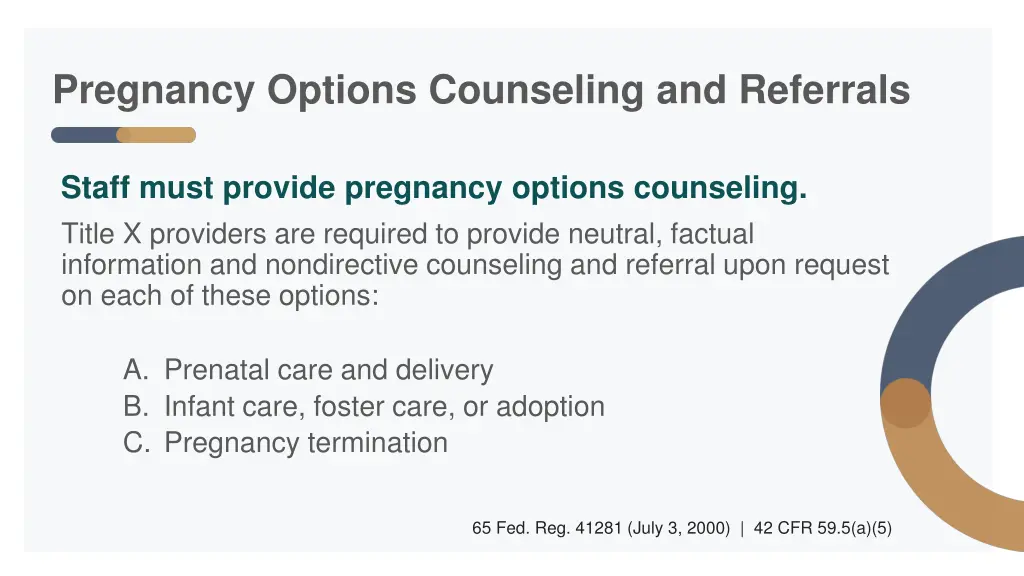 pregnancy options counseling and referrals