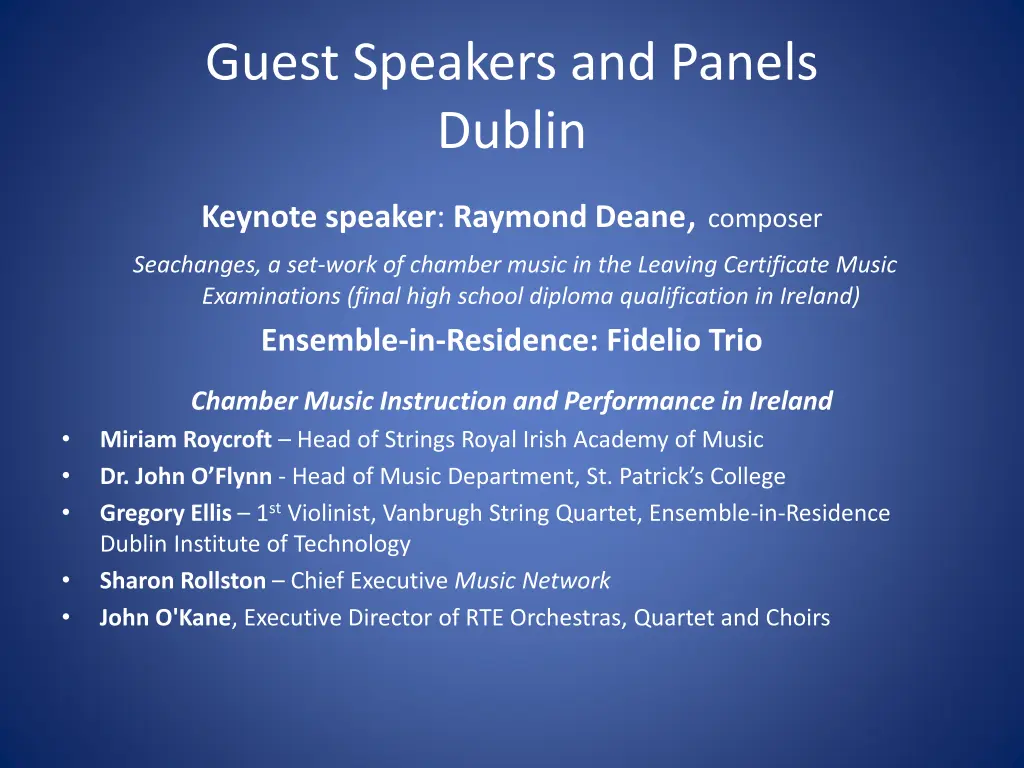 guest speakers and panels dublin