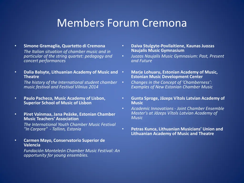 members forum cremona