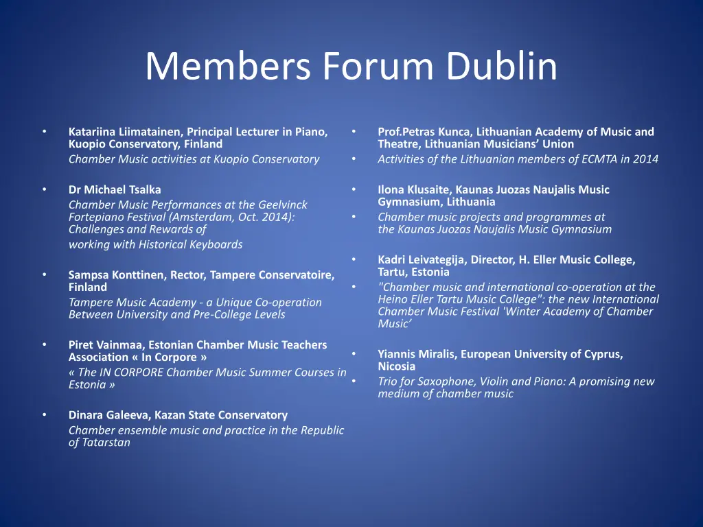 members forum dublin