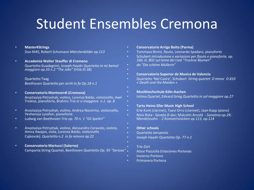 student ensembles cremona