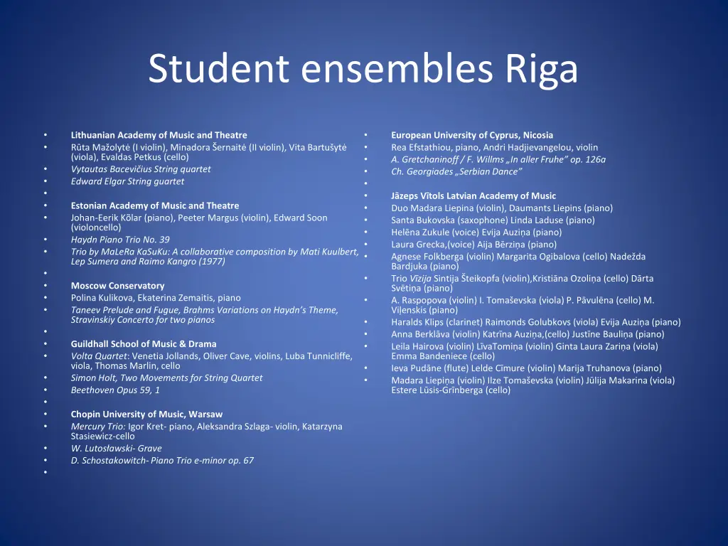 student ensembles riga