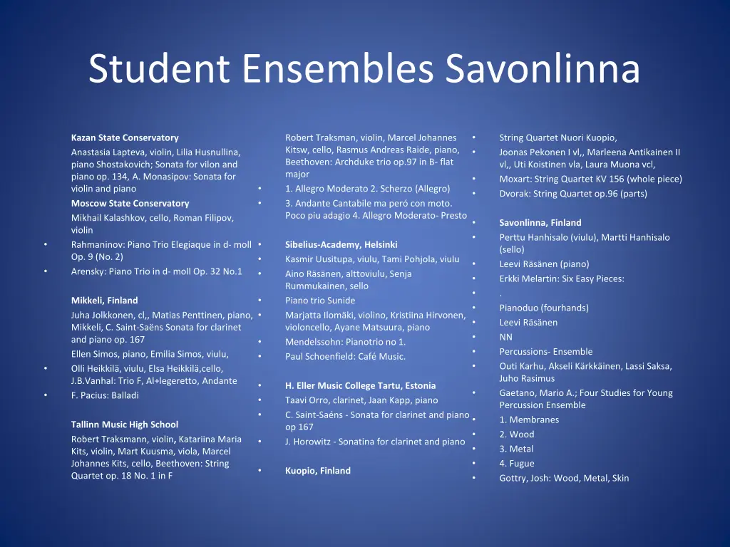 student ensembles savonlinna