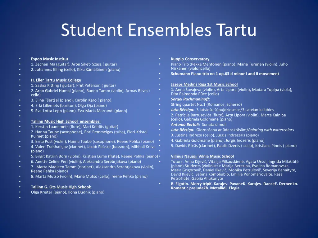 student ensembles tartu