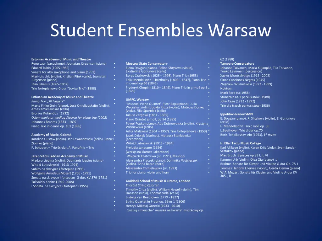 student ensembles warsaw