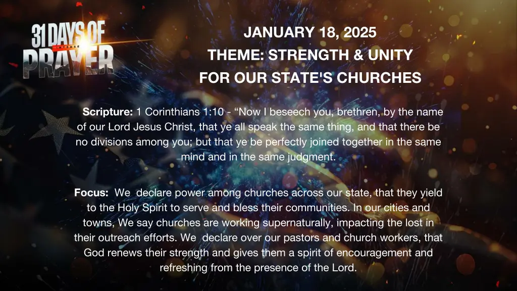 january 18 2025 theme strength unity