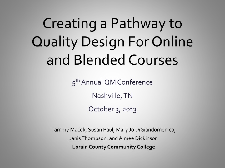 creating a pathway to quality design for online