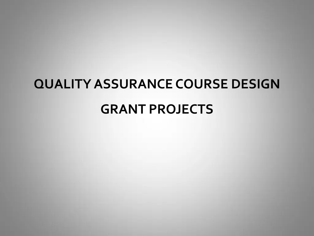 quality assurance course design