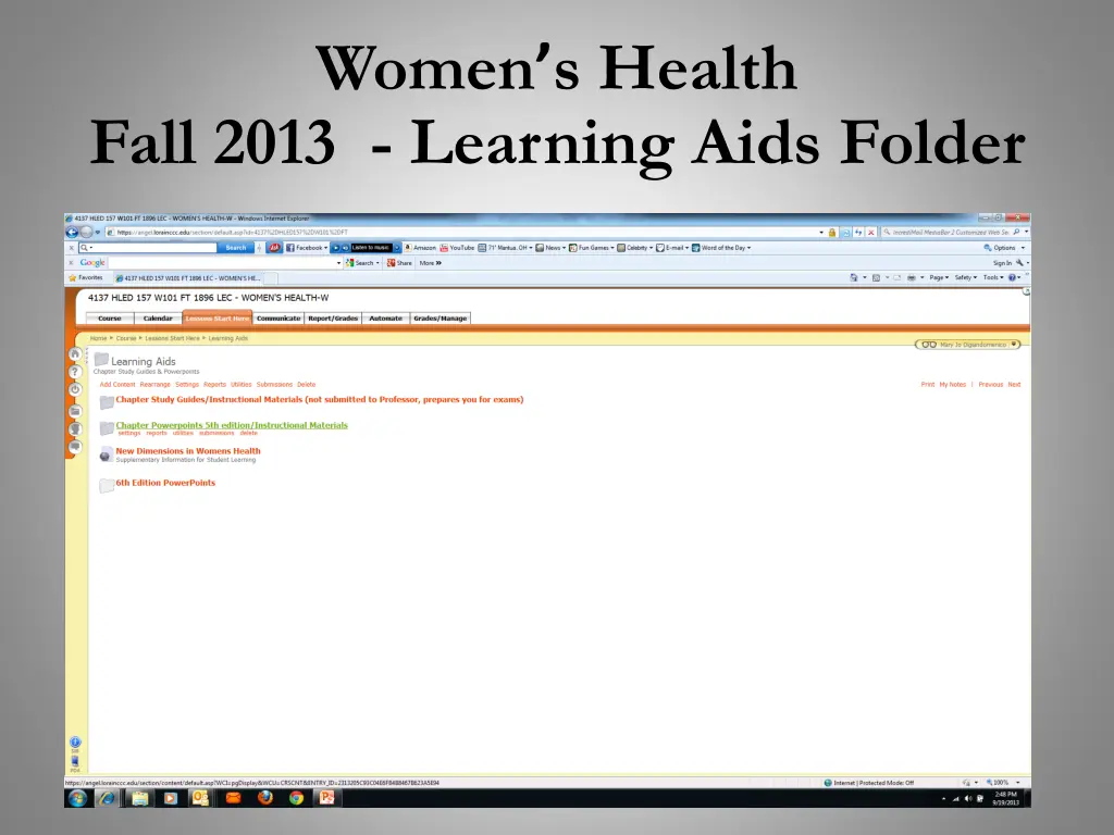 women s health fall 2013 learning aids folder