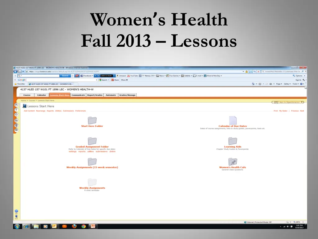 women s health fall 2013 lessons
