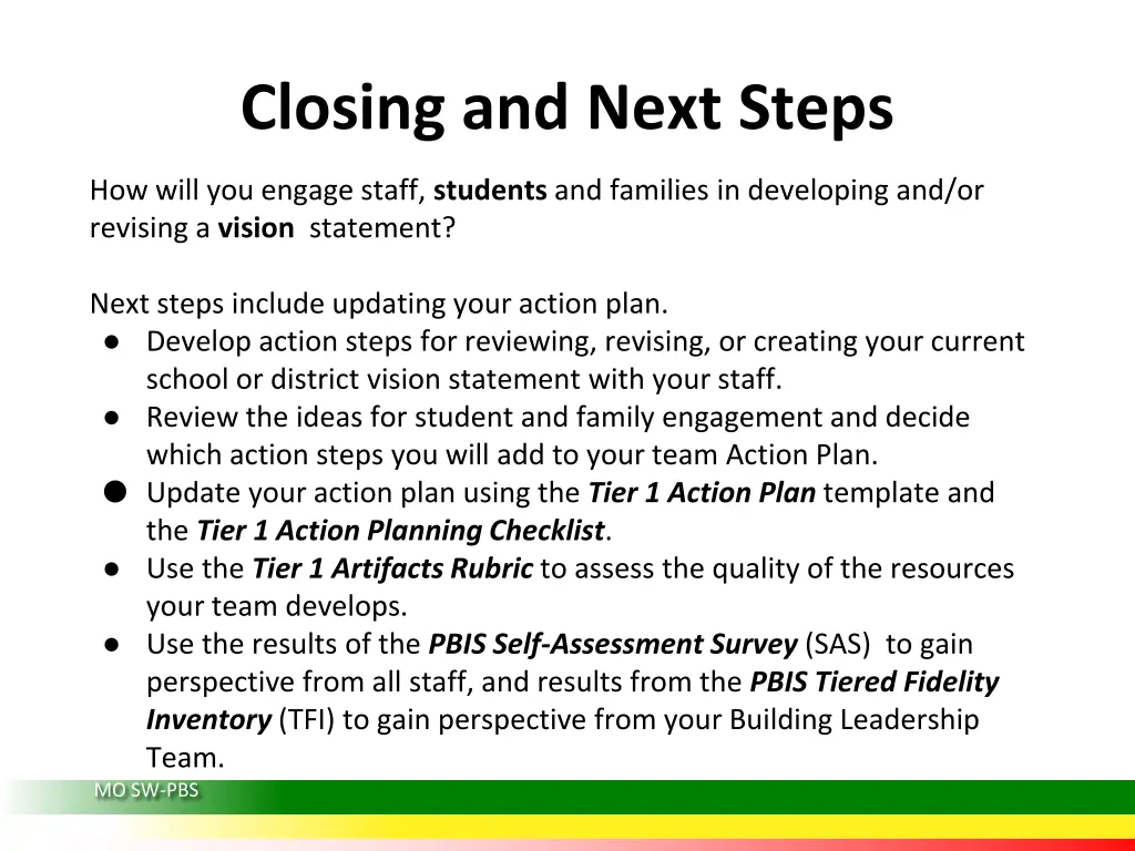 closing and next steps