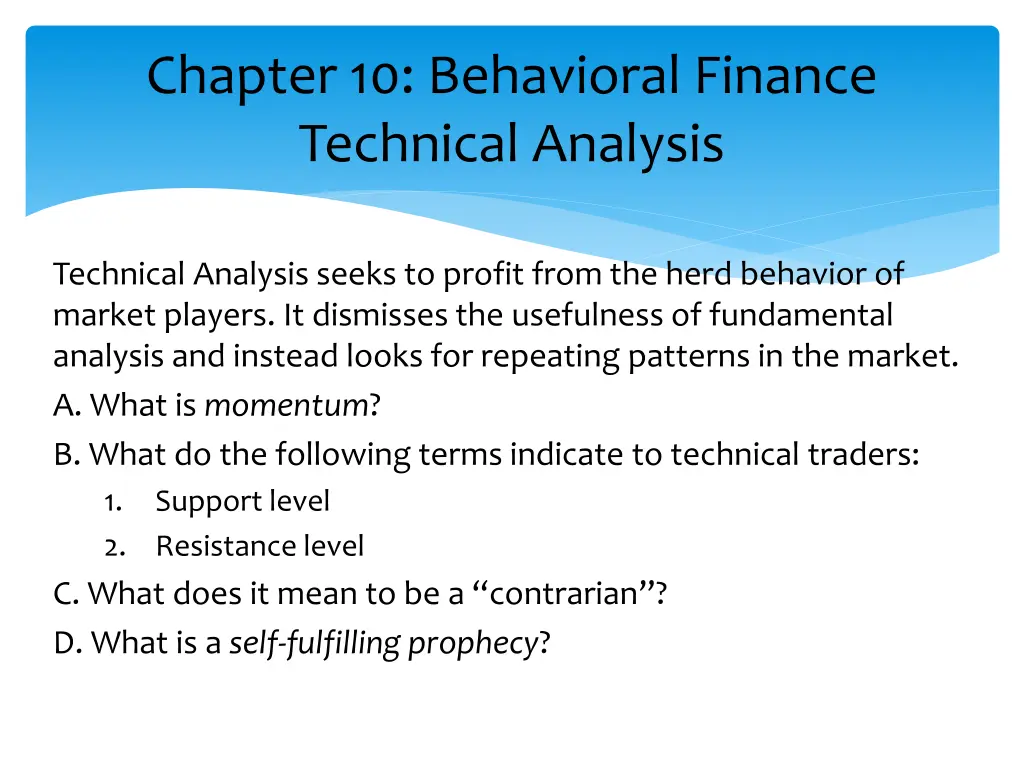 chapter 10 behavioral finance technical analysis 1