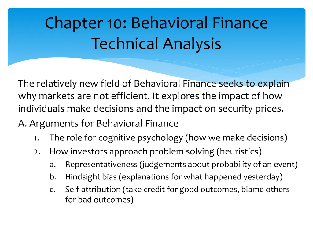 chapter 10 behavioral finance technical analysis
