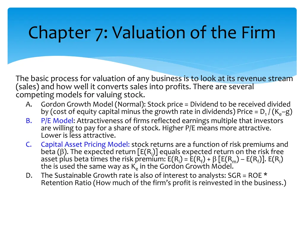 chapter 7 valuation of the firm