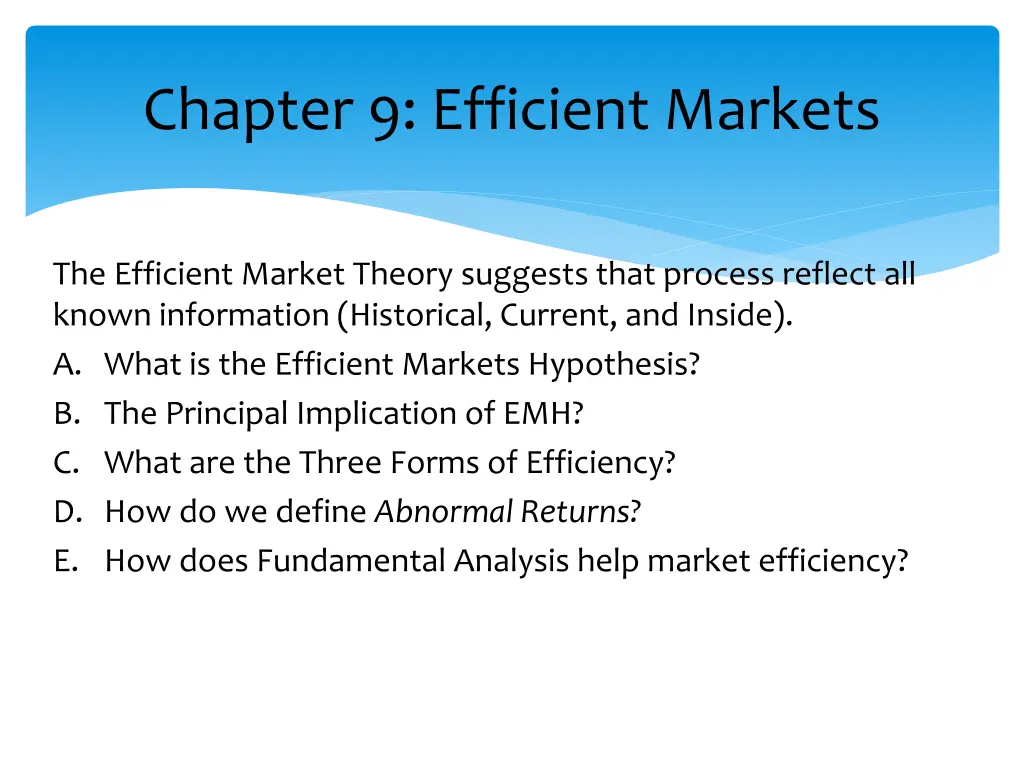 chapter 9 efficient markets