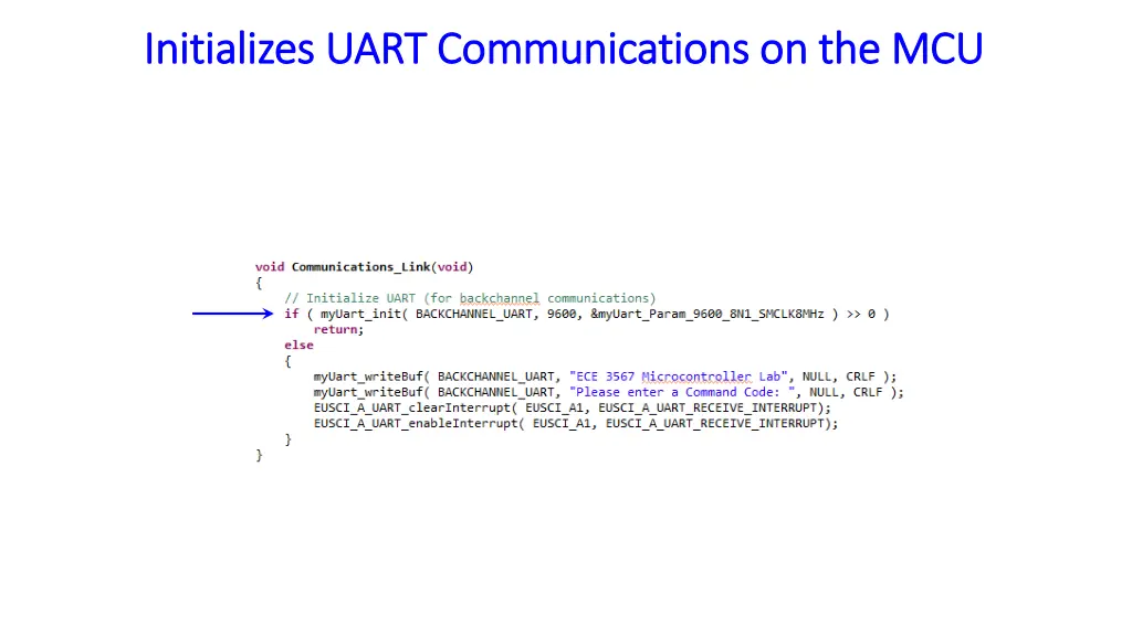 initializes uart communications