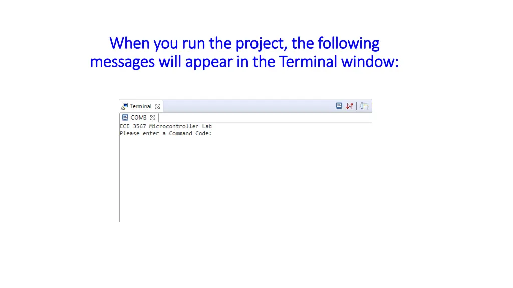 when you run the project the following when