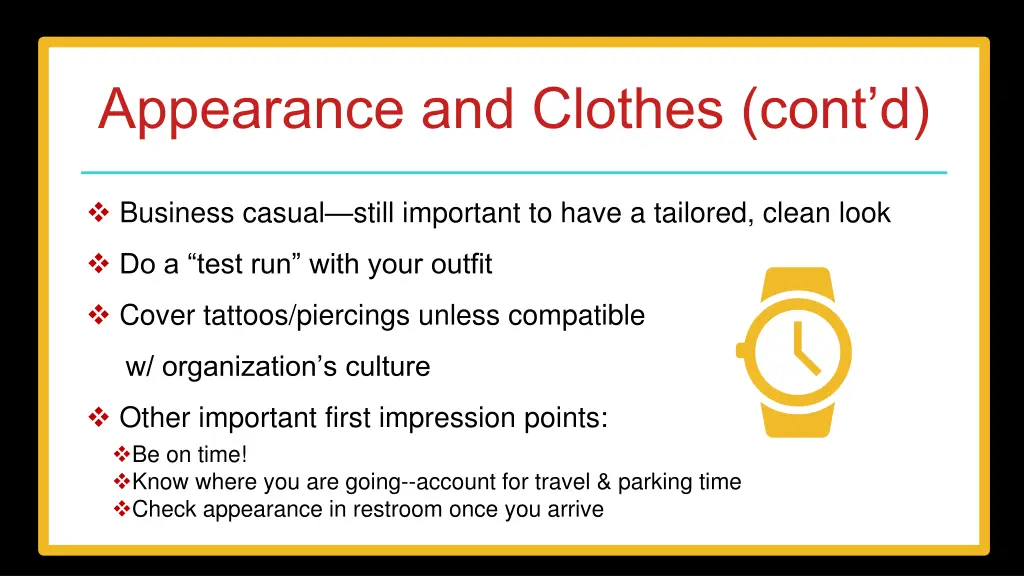 appearance and clothes cont d