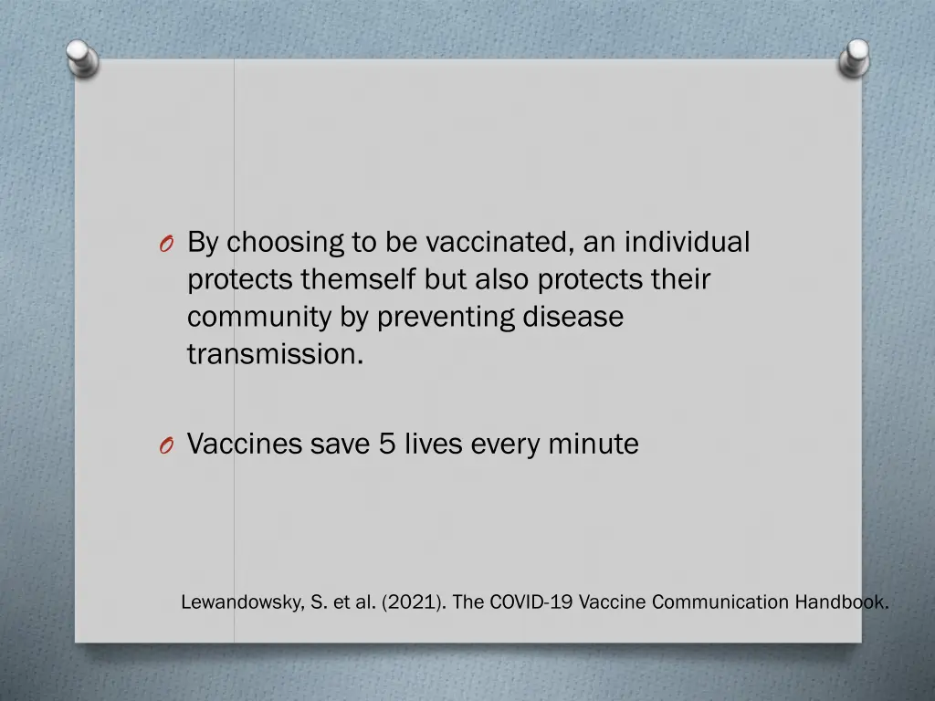 o by choosing to be vaccinated an individual