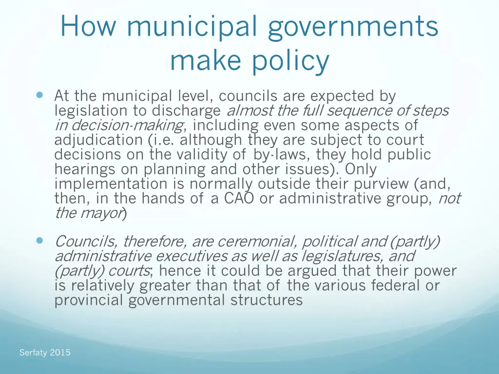 how municipal governments make policy
