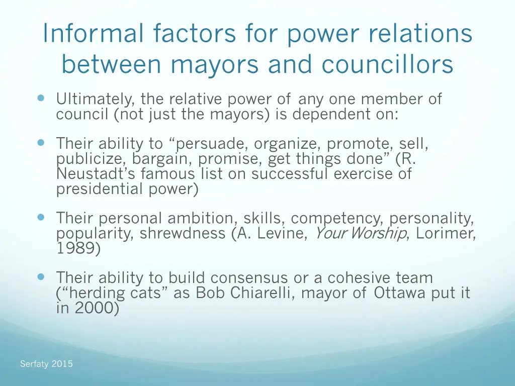 informal factors for power relations between