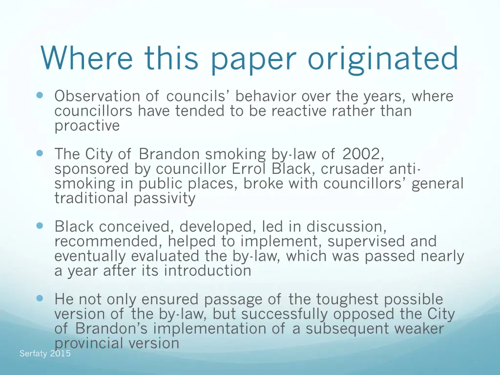 where this paper originated