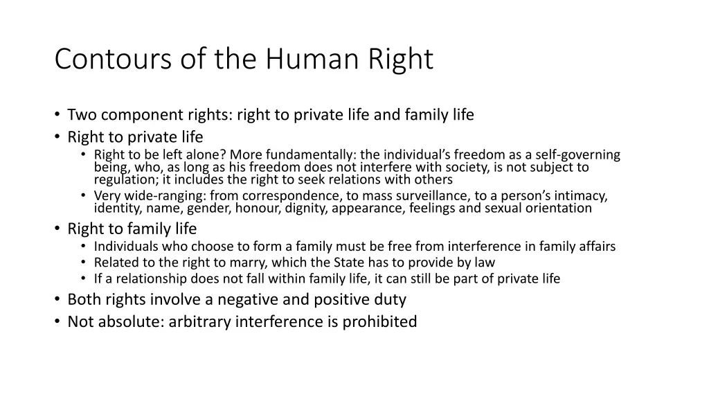 contours of the human right