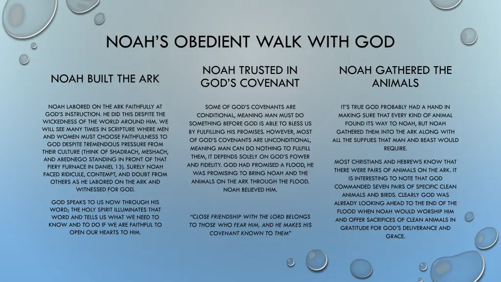 noah s obedient walk with god