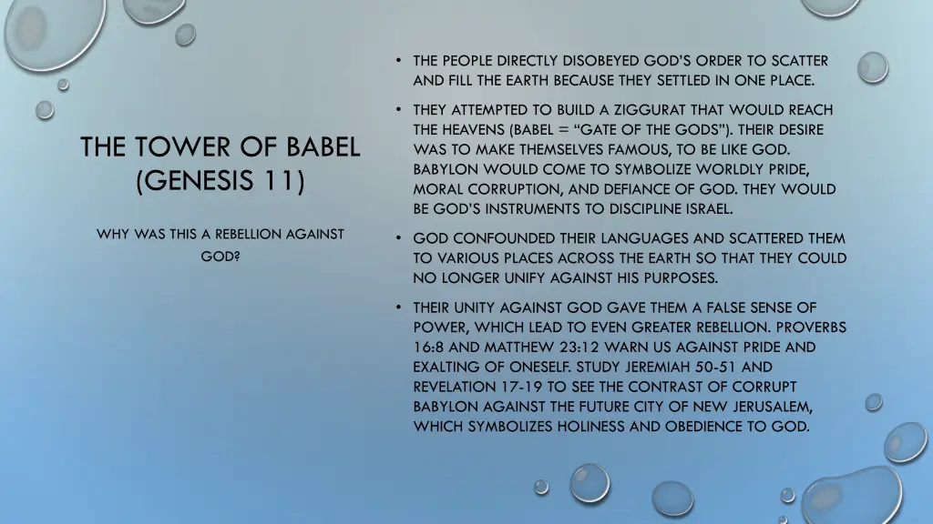 the people directly disobeyed god s order