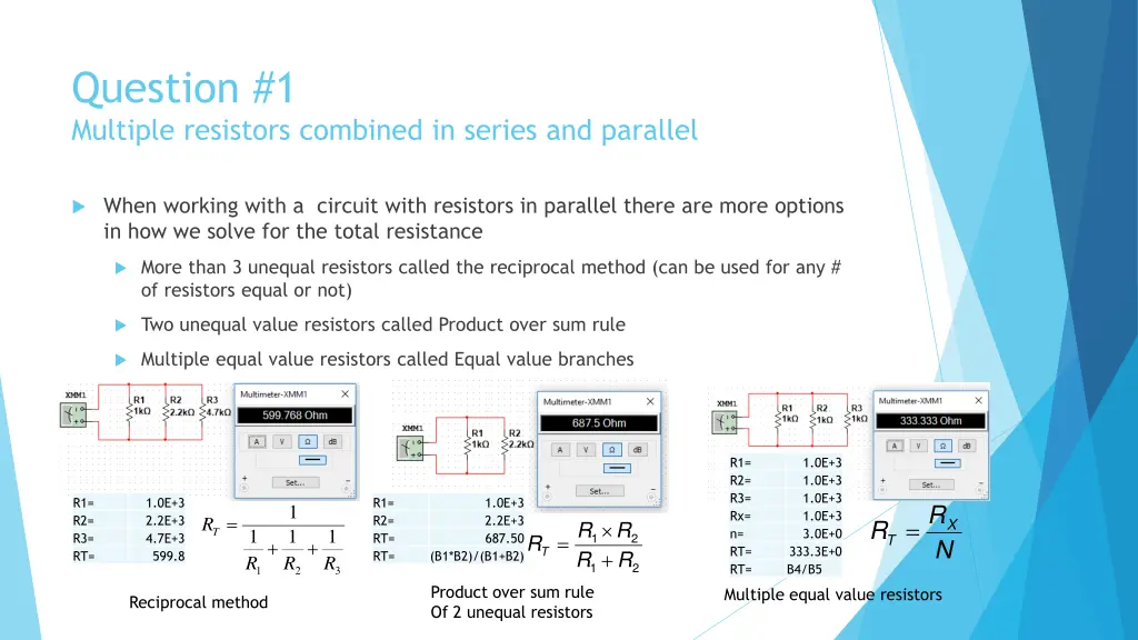 question 1 multiple resistors combined in series 1