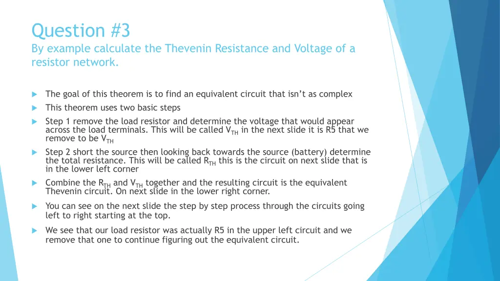 question 3 by example calculate the thevenin