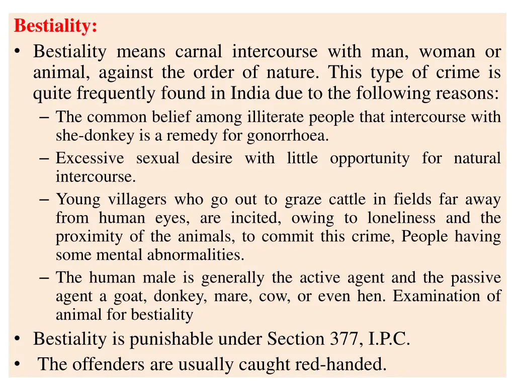 bestiality bestiality means carnal intercourse