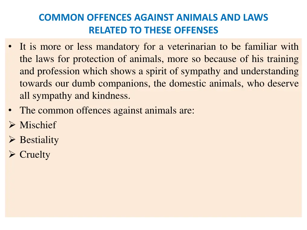 common offences against animals and laws related