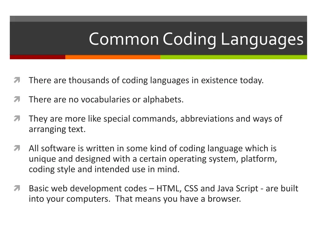 common coding languages