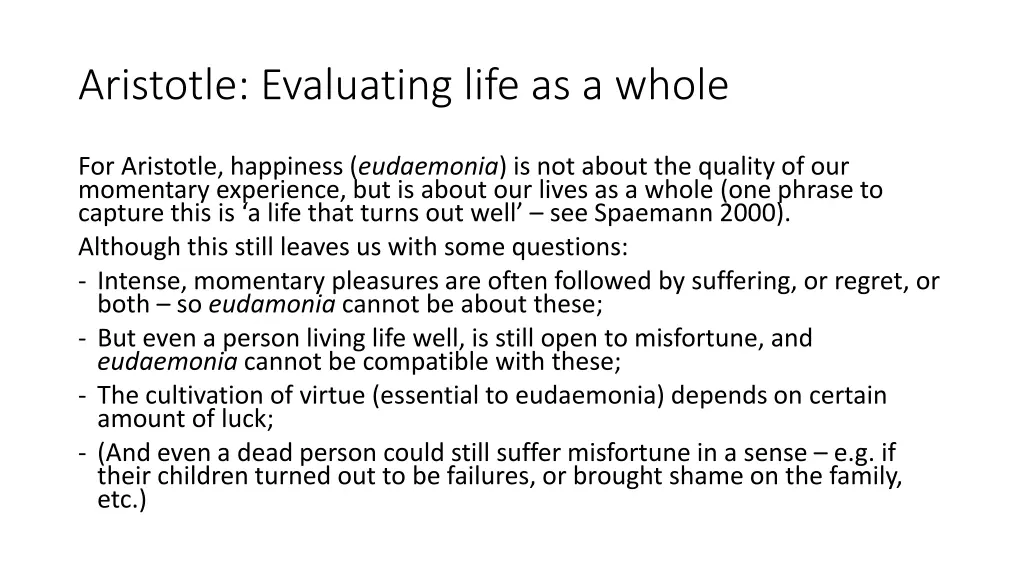 aristotle evaluating life as a whole