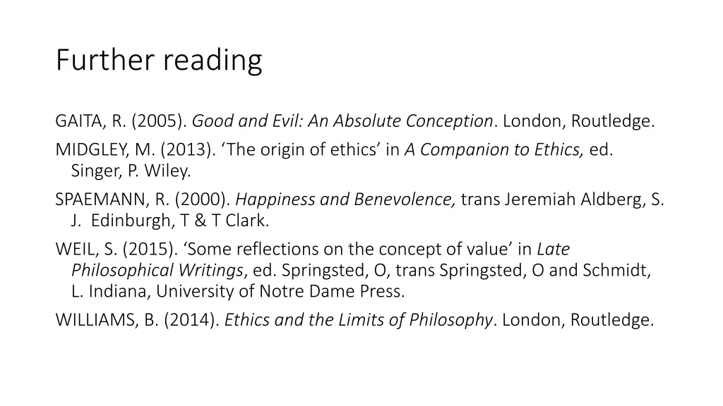 further reading